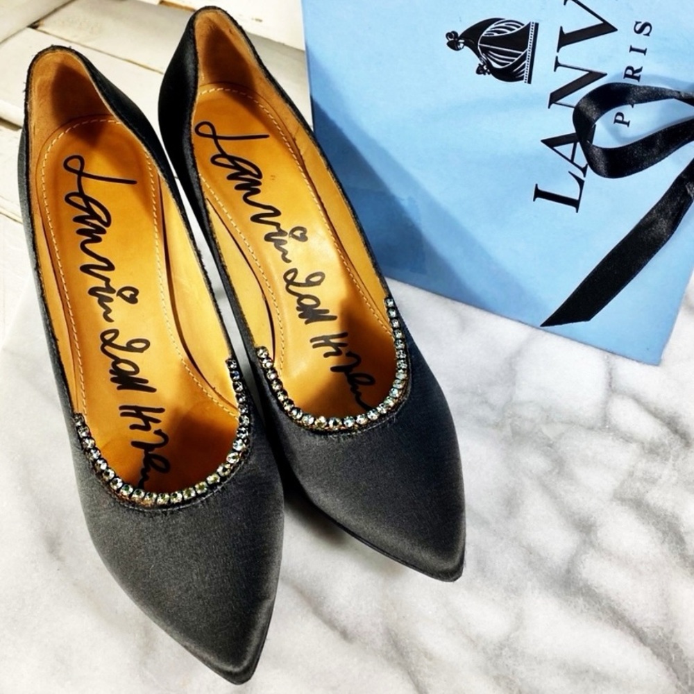 Lanvin Paris Silk & Crystal High Heels